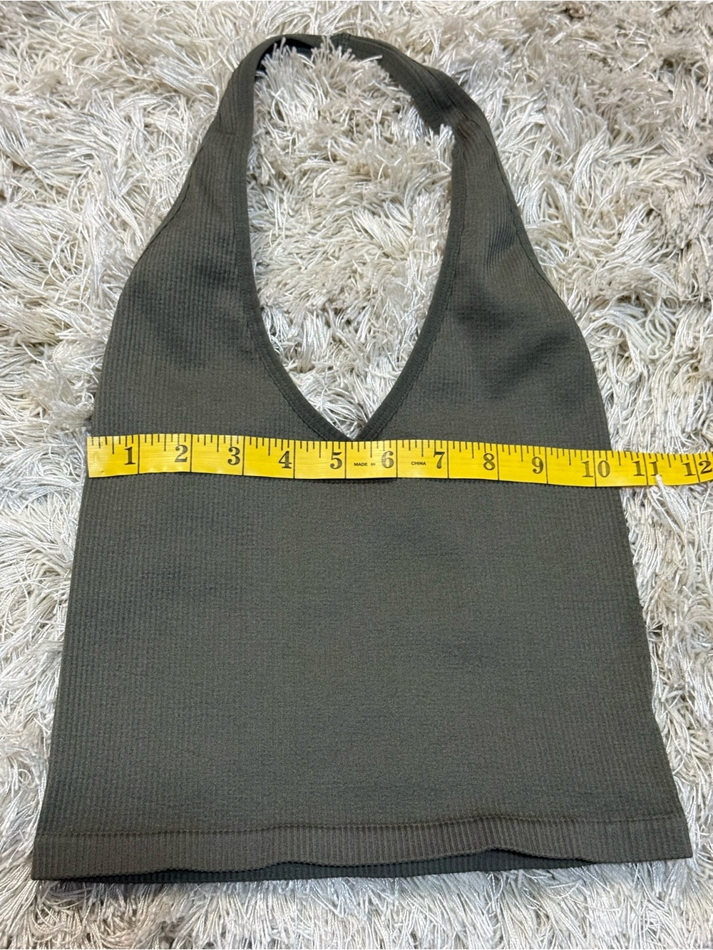 Urban Outfitters Olive Green Ribbed Halter Top Cropped Open Back Small - Picture 10 of 14